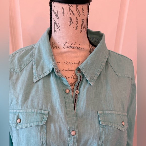 Sundance teal Women's snap Shirt - Picture 3 of 6